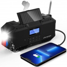 Портативное радио Libovgogo DF-588D DAB+ FM с водонепроницаемым Bluetooth-динамиком, заводной ручкой, солнечной батареей