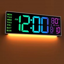 Настенные электронные часы Tick Tock 1302-RGB  LED 16" с пультом Белые