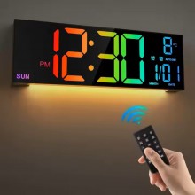 Настенные электронные часы Tick Tock 1302-RGB  LED 16" с пультом Чёрные