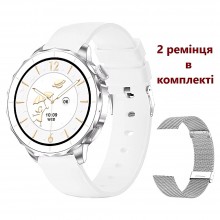 Смарт часы Smart Hope Divine Mini Женские Приём звонка 2 ремешка Здоровье Спорт Silver+White