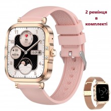 Смарт часы Smart Hope King Amoled Женские Приём звонка 2 ремешка Здоровье Спорт Gold-Pink