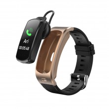 Фитнес браслет Умные часы Smart Talk Maximum + Наушник Чистый звук 2 ремешка Прием звонков Тонометр Пульсометр Gold+Black