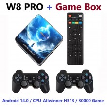 Смарт ТВ Приставка W8 PRO Android 14.0 + Game Box 8/128 AIIwinner H313 1080P Full HD, Ultra HD (4K 30Hz) Original Black-Blue Смарт ТВ Приставка W8 PRO Android 14.0 + Game Box 8/128 AIIwinner H313 1080P Full HD, Ultra HD (4K 30Hz) Original Black-Blue