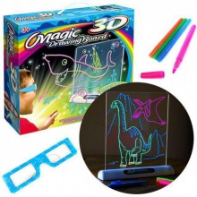 Набор для Рисования 3D-эффектом Доска для творчества Magic Drawing Board  3D-очков 4 фламастера 6 картинки
