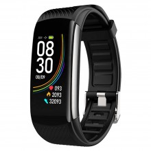 Фитнес Браслет  Умные часы Smart Elegant Bracelet C6T Pro Тонометр Термометр ЭКГ Уровень кислорода в крови  Погода Black 