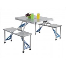 Стол для пикника Folding Table Трансформер алюминиевый с 4 стулами в чемодане Белый