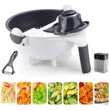 Овощерезка Wet Basket Vegetable Cutter  9 в 1 Многофункциональная терка с контейнером +друшлаг Бело-Серый