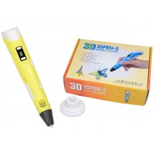 3D ручка с LCD дисплеем Smart 3D pen-2 + эко пластик ЖЕЛТАЯ