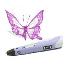 3D ручка с LCD дисплеем Smart 3D pen-2 + эко пластик Фиолетовая