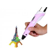 3D ручка с LCD дисплеем Smart 3D pen-2 + эко пластик Розовая